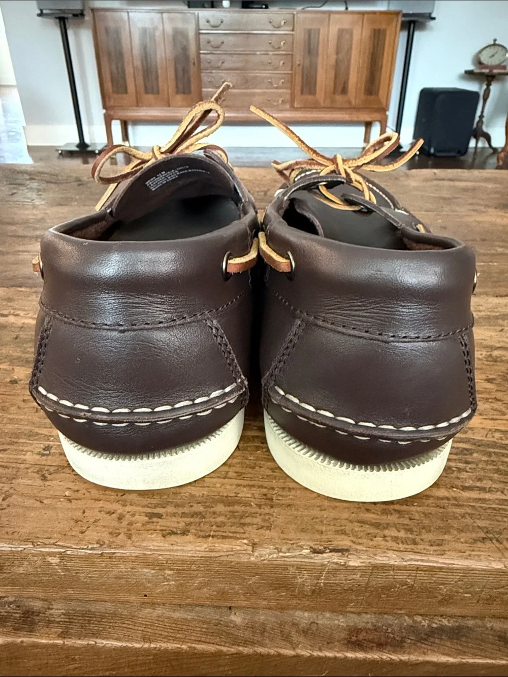Mens Eddie Bauer Brown Leather Classic Boat Shoes Size 12